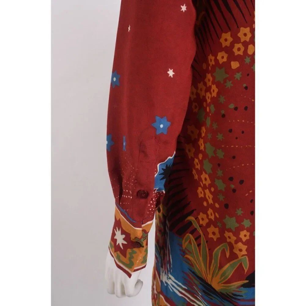 Valentino Womans Volcano Dress Blouse Enchanted Red Printed IT 40 US 4 Silk - Picture 6 of 8